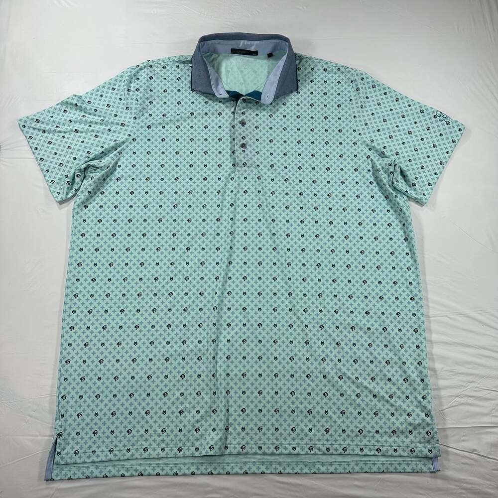 Greyson Performance Polo Mens Golf Size XXL Blue Wolf Geometric Grand Geneva